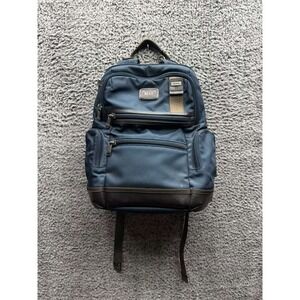 Tumi Alpha Bravo Knox Nylon Leather Trim Travel Laptop Backpack Navy Blue